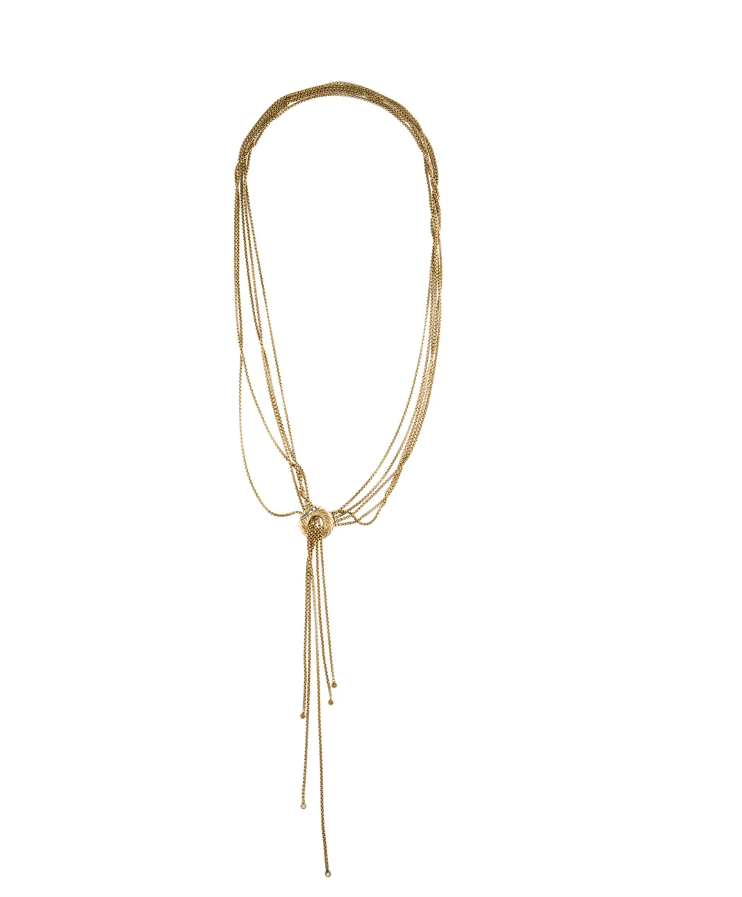 DAVID YURMAN 18K GOLD DIAMOND ADJUSTABLE TASSLE NECKLACE