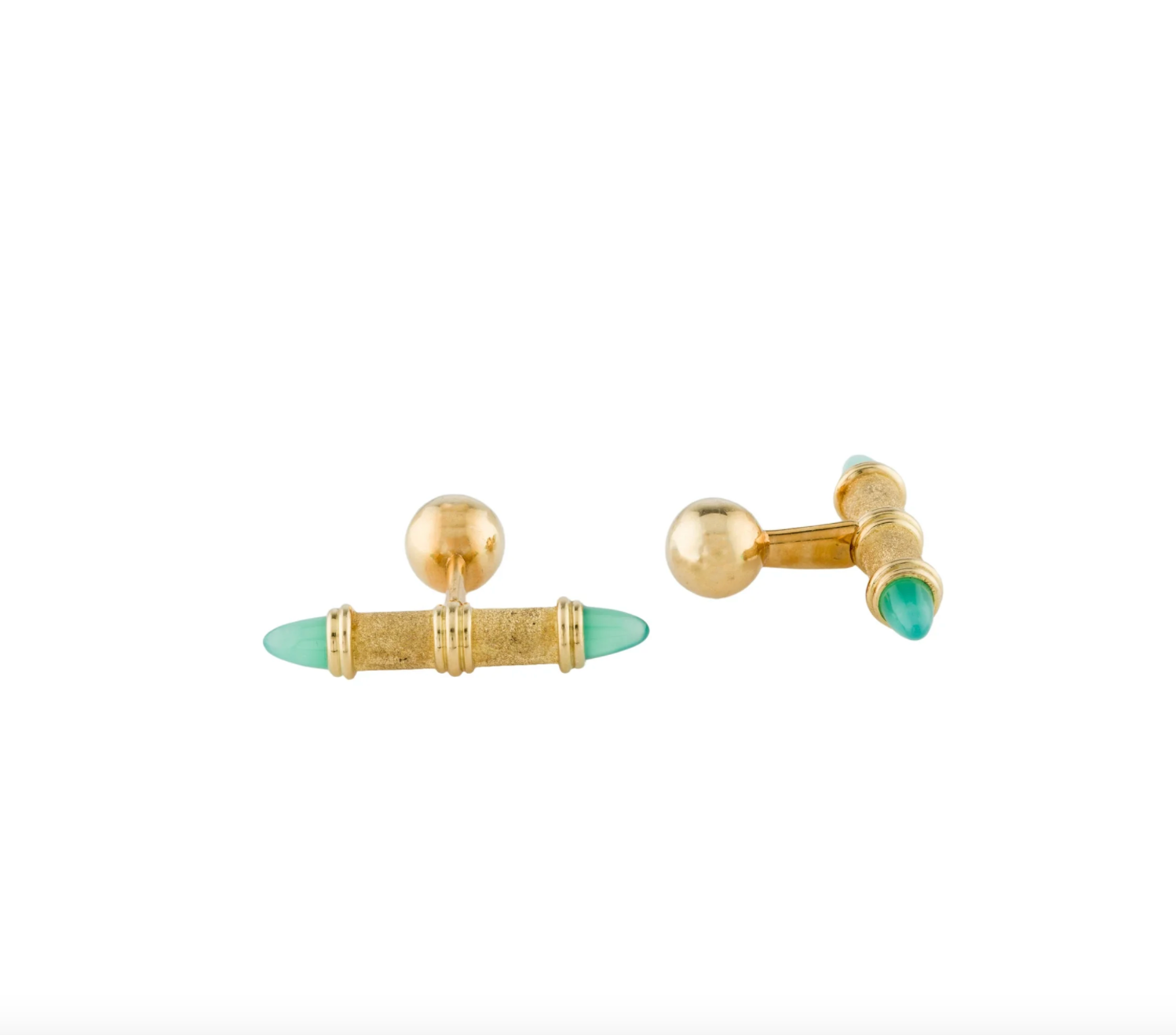 ROBERT WHITESIDE 18K YELLOW GOLD & CALCEDONY TEXTURED MENS CUFFLINKS