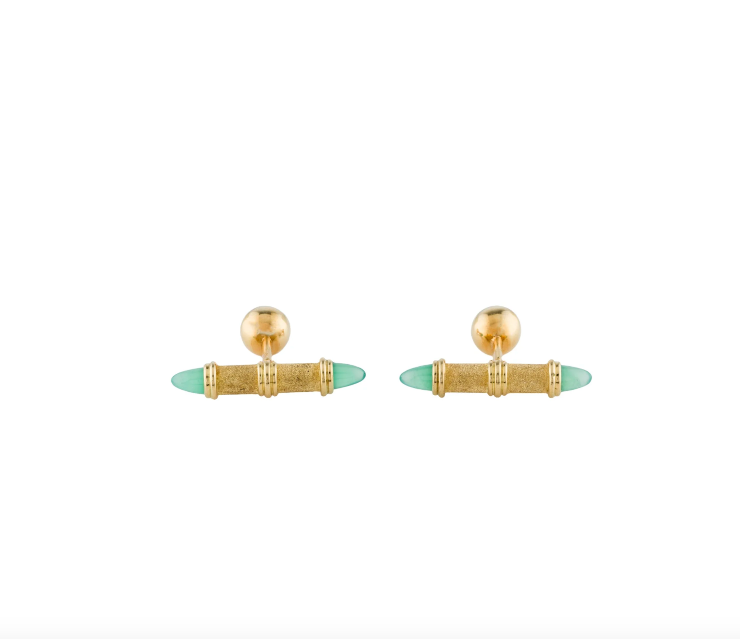 ROBERT WHITESIDE 18K YELLOW GOLD & CALCEDONY TEXTURED MENS CUFFLINKS