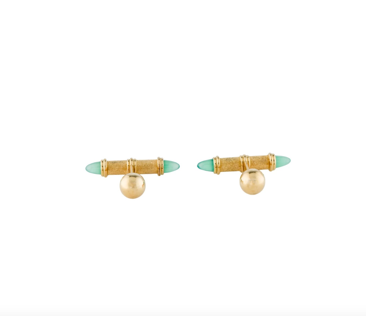 ROBERT WHITESIDE 18K YELLOW GOLD & CALCEDONY TEXTURED MENS CUFFLINKS
