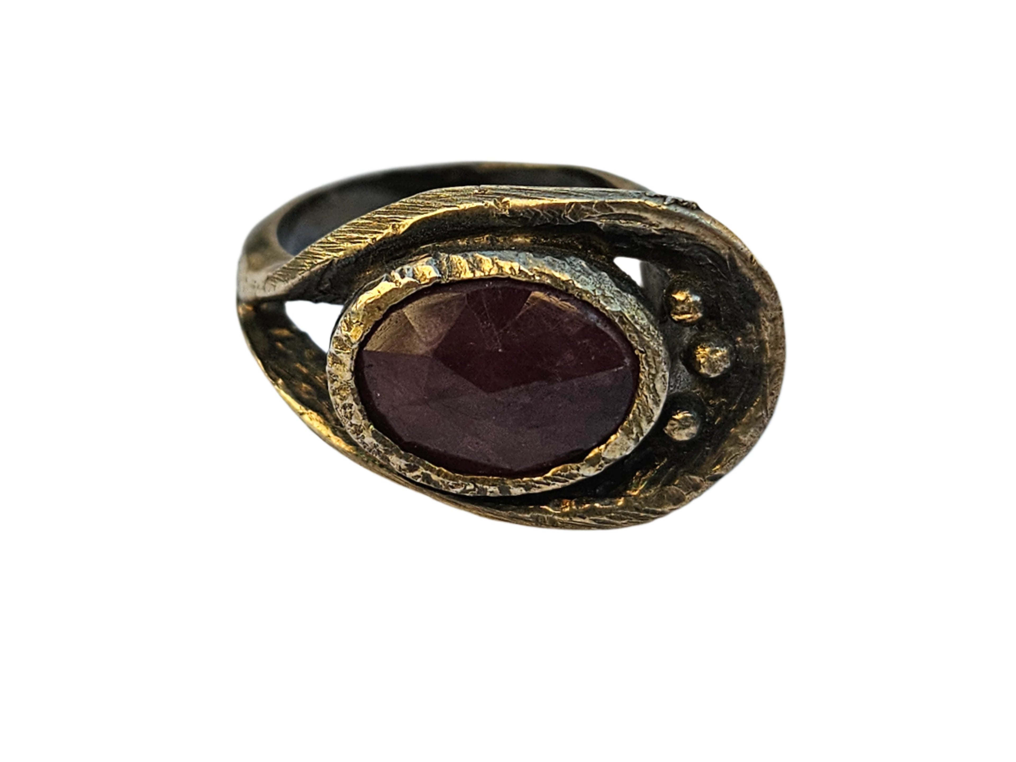 RUBY RUBELITE AND OXIDIZED STERLING SILVER RING