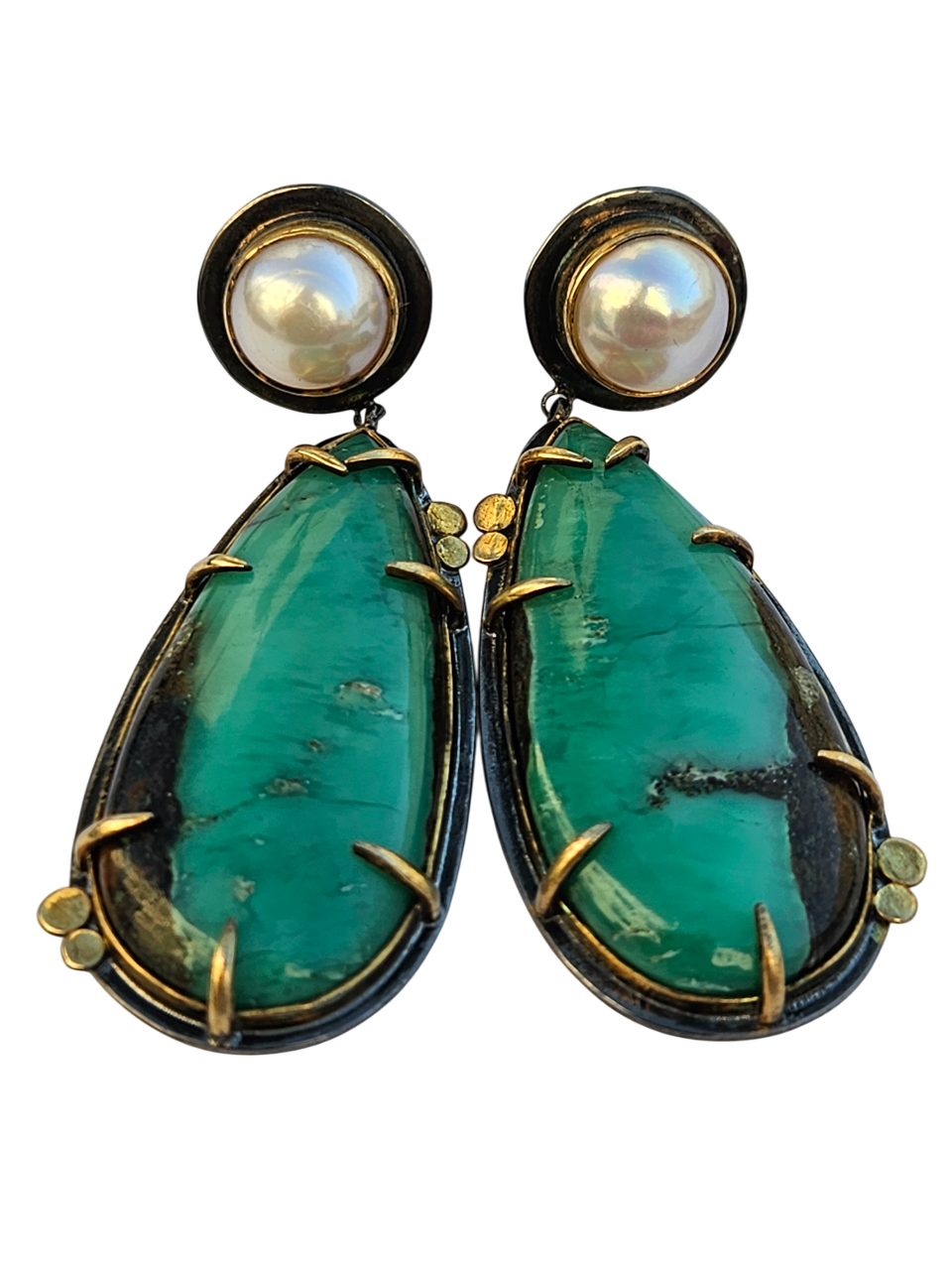 AUSTRALIAN JASPER AND JAPANESE AKOYA PEARL EARRING