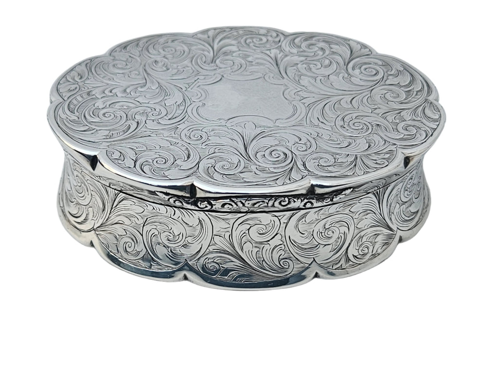 STERLING SILVER 19TH CENTURY ANTIQUE YAPP AND WOOD ENGLISH SNUFF BOX