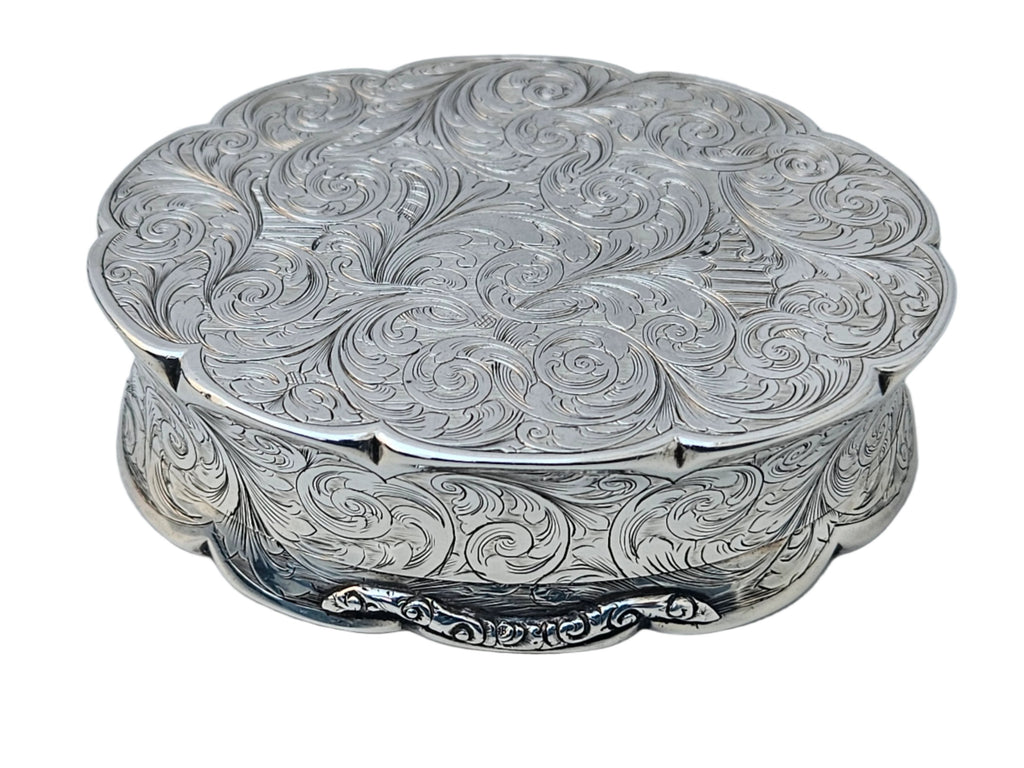 STERLING SILVER 19TH CENTURY ANTIQUE YAPP AND WOOD ENGLISH SNUFF BOX