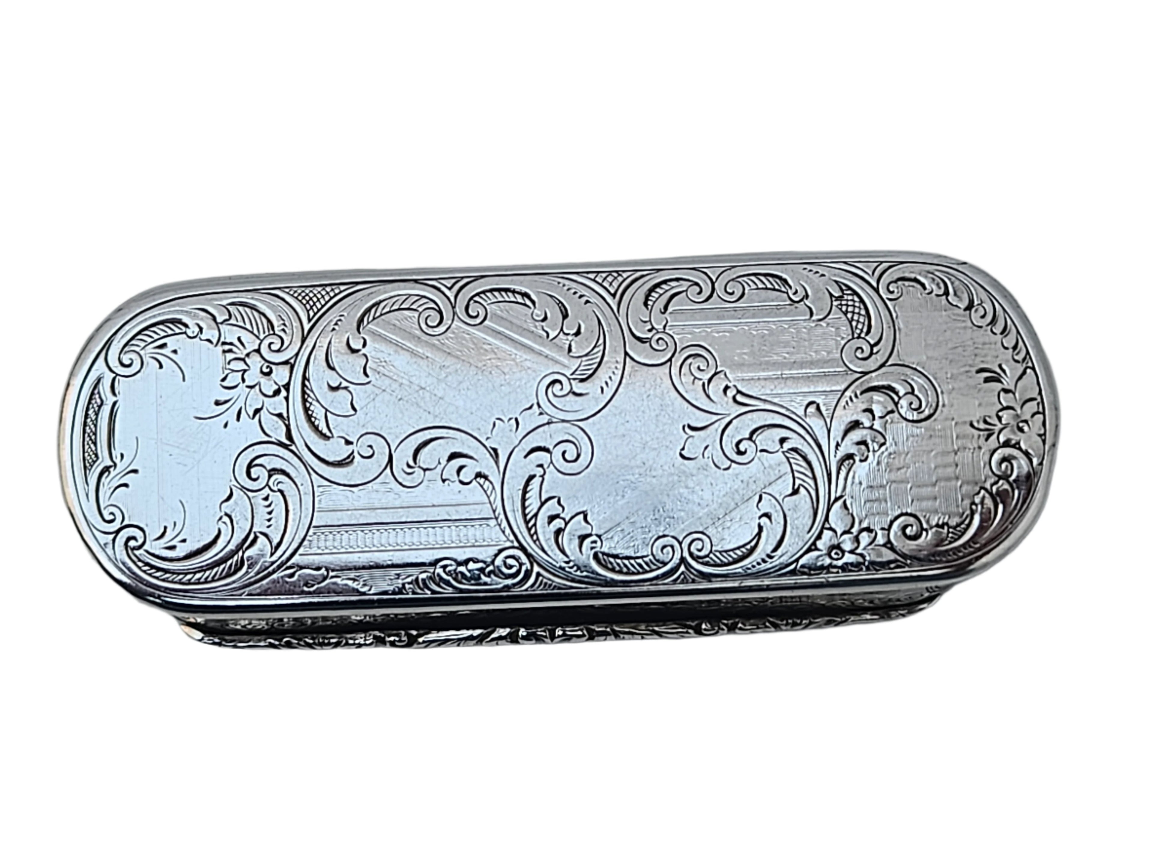 STERLING SILVER 19TH CENTURY ANTIQUE ENGLISH NATHANIEL MILLS SNUFF BOX