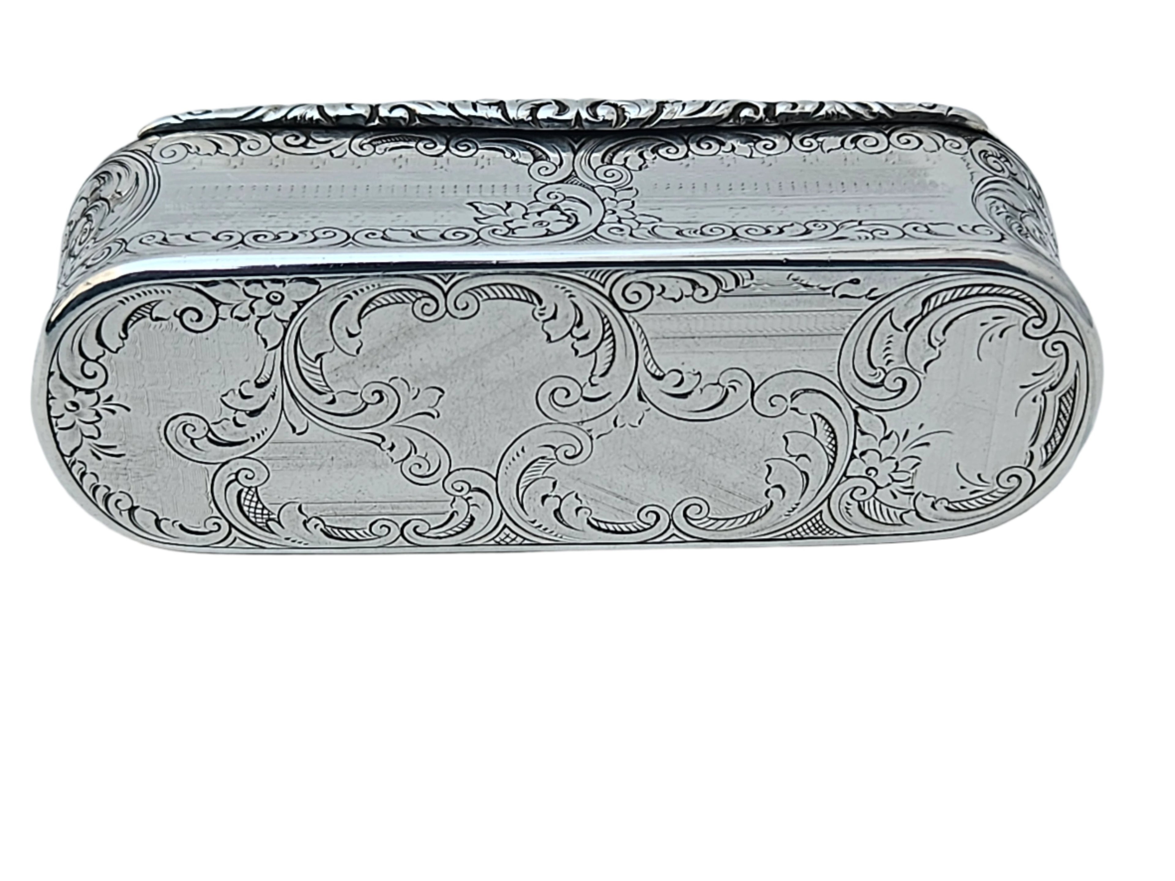 STERLING SILVER 19TH CENTURY ANTIQUE ENGLISH NATHANIEL MILLS SNUFF BOX