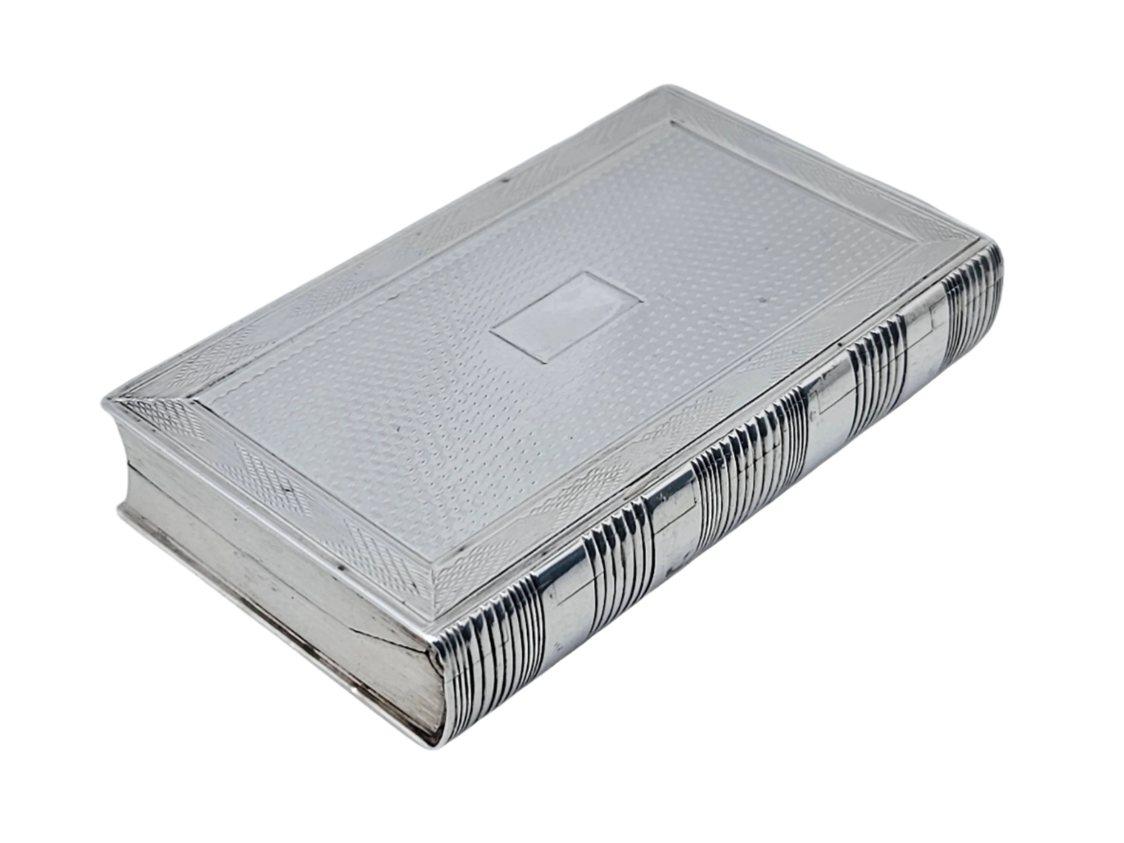 STERLING SILVER 19TH CENTURY ANTIQUE ENGLISH BOOK SHAPED SNUFF BOX