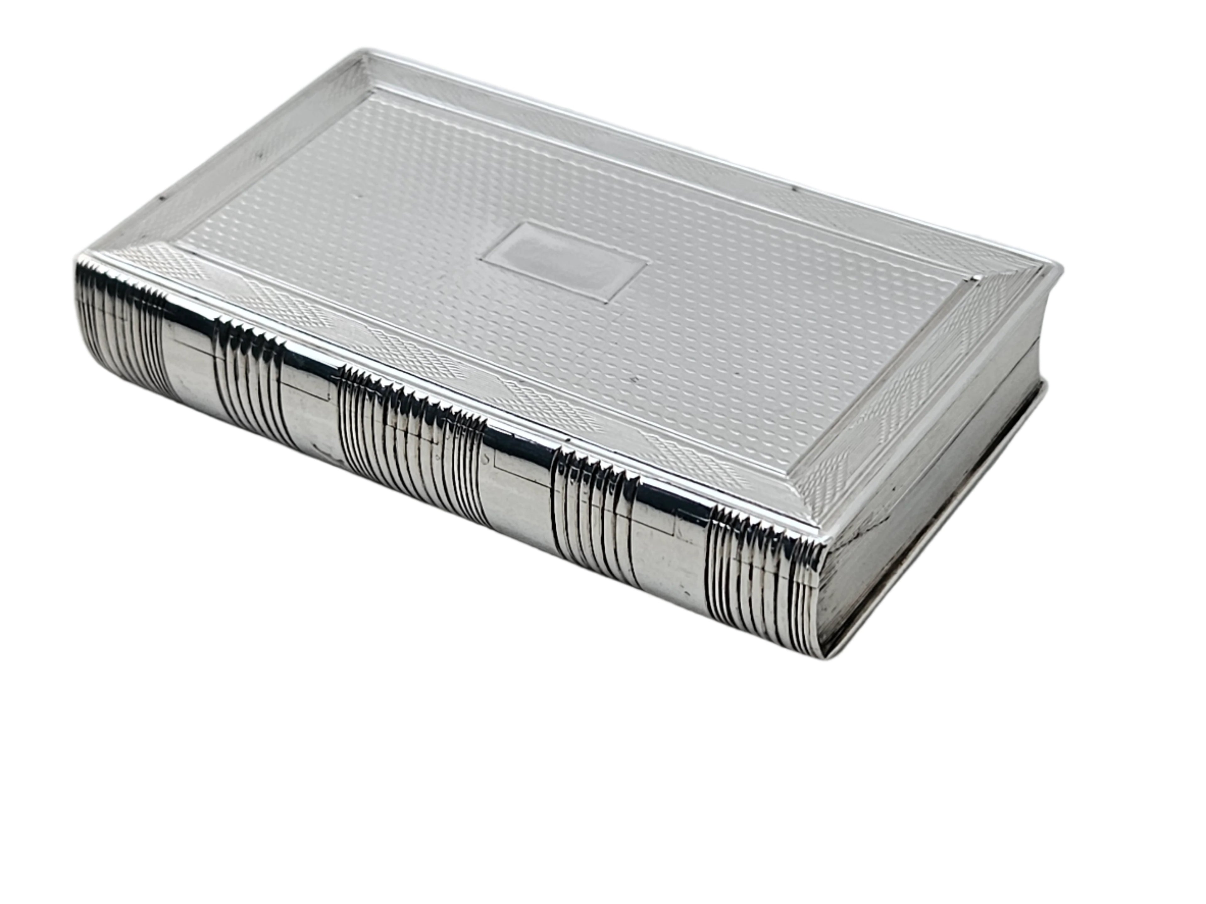 STERLING SILVER 19TH CENTURY ANTIQUE ENGLISH BOOK SHAPED SNUFF BOX