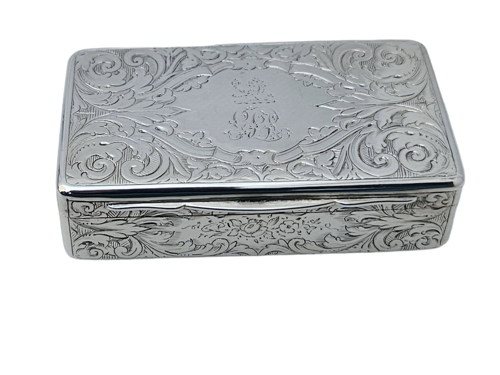 STERLING SILVER 19TH CENTURY ANTIQUE ENGLISH  CHARLES RAWLINGS AND WILLIAM SUMMERSSNUFF BOX