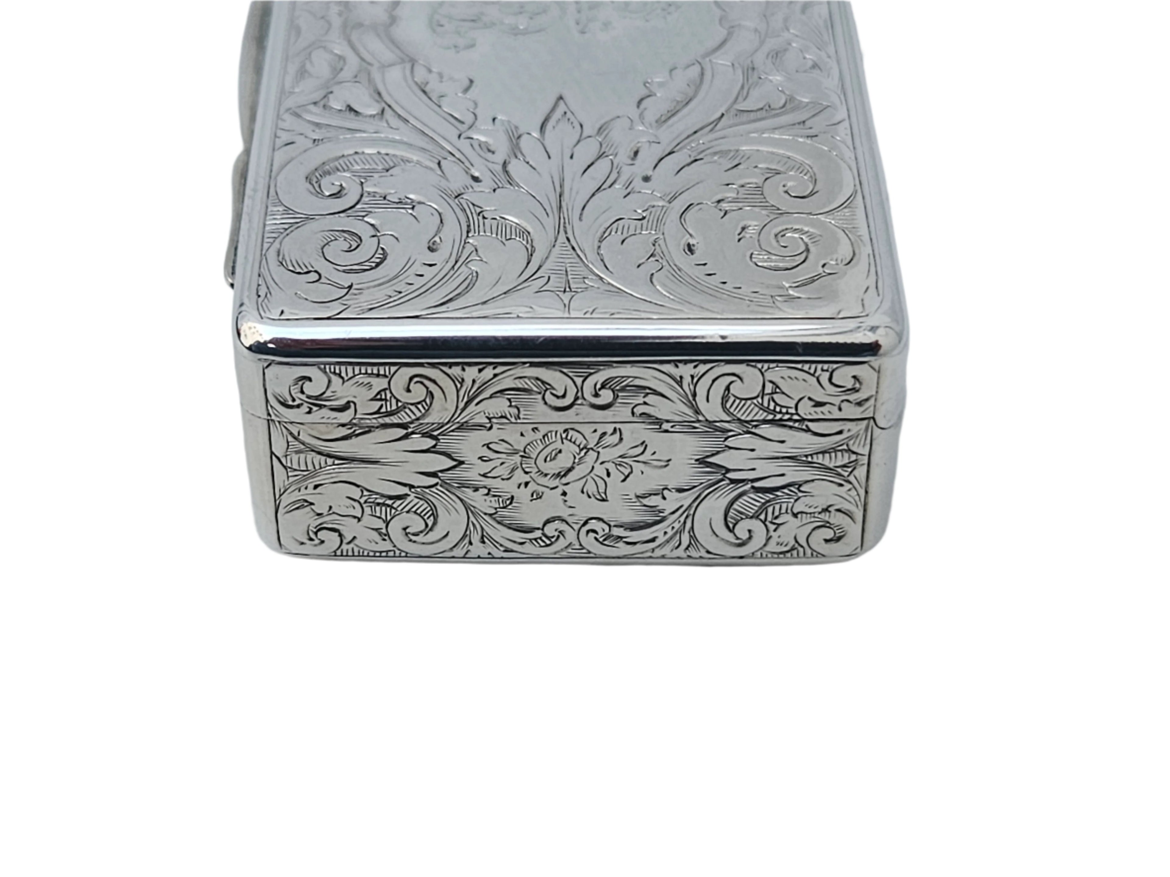 STERLING SILVER 19TH CENTURY ANTIQUE ENGLISH  CHARLES RAWLINGS AND WILLIAM SUMMERSSNUFF BOX