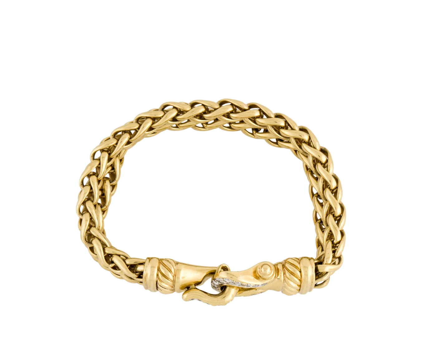 DAVID YURMAN 18K GOLD & DIAMOND DOUBLE WHEAT CHAIN BUCKLE BRACELET