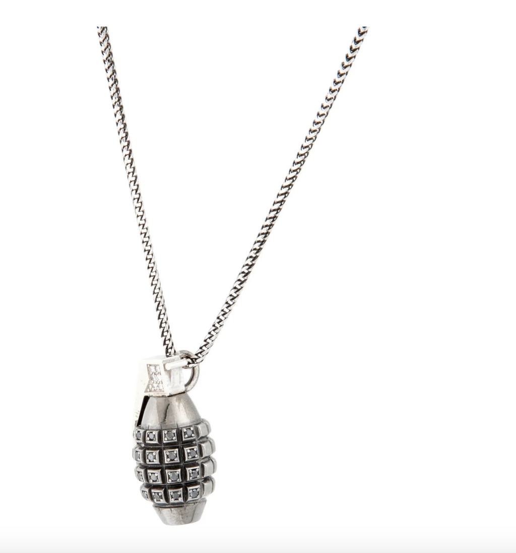 JASON OF BEVERLY HILLS 18K GOLD AND DIAMOND MINI GRENADE PENDANT