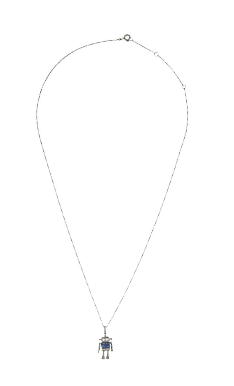 ARTICULATED ROBOT 18K GOLD, DIAMOND, SAPPHIRE AND BLACK RHODIUM