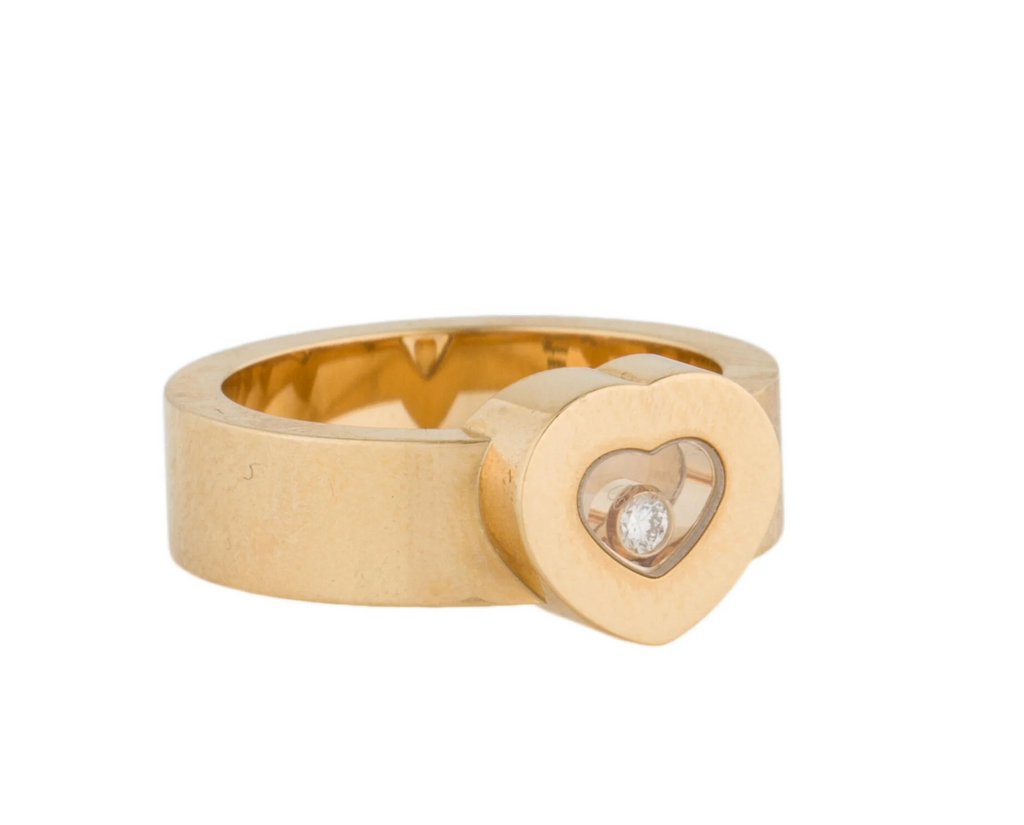 CHOPARD 18K YELLOW GOLD & FLOATING DIAMOND HEART RING