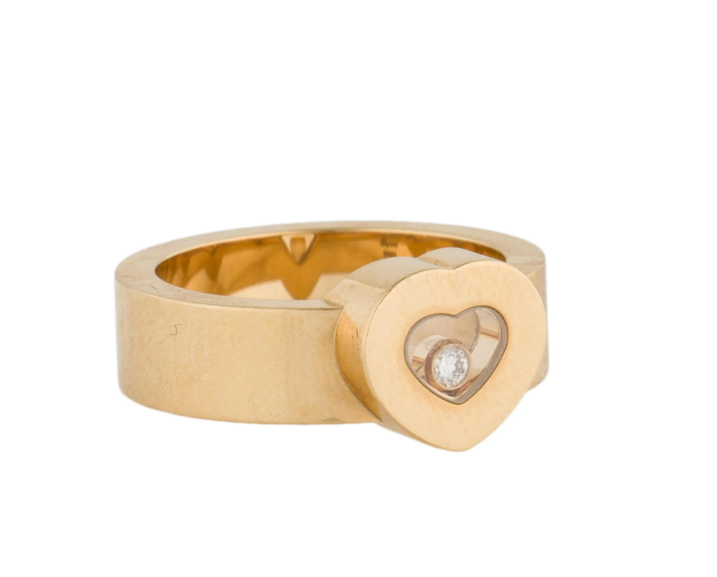 CHOPARD 18K YELLOW GOLD & FLOATING DIAMOND HEART RING