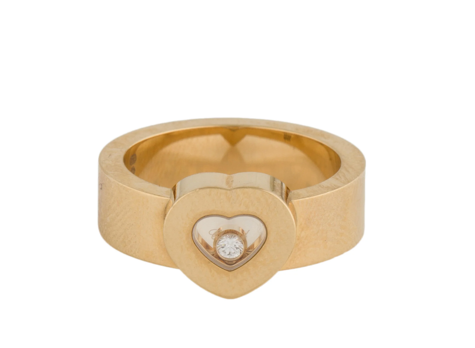 CHOPARD 18K YELLOW GOLD FLOATING DIAMOND HEART RING