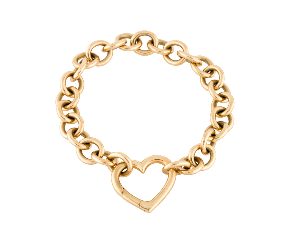 TIFFANY & CO 18K YELLOW GOLD OPEN HEART CHAIN LINK BRACELET