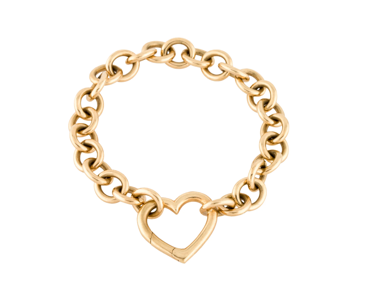 TIFFANY & CO 18K YELLOW GOLD OPEN HEART CHAIN LINK BRACELET