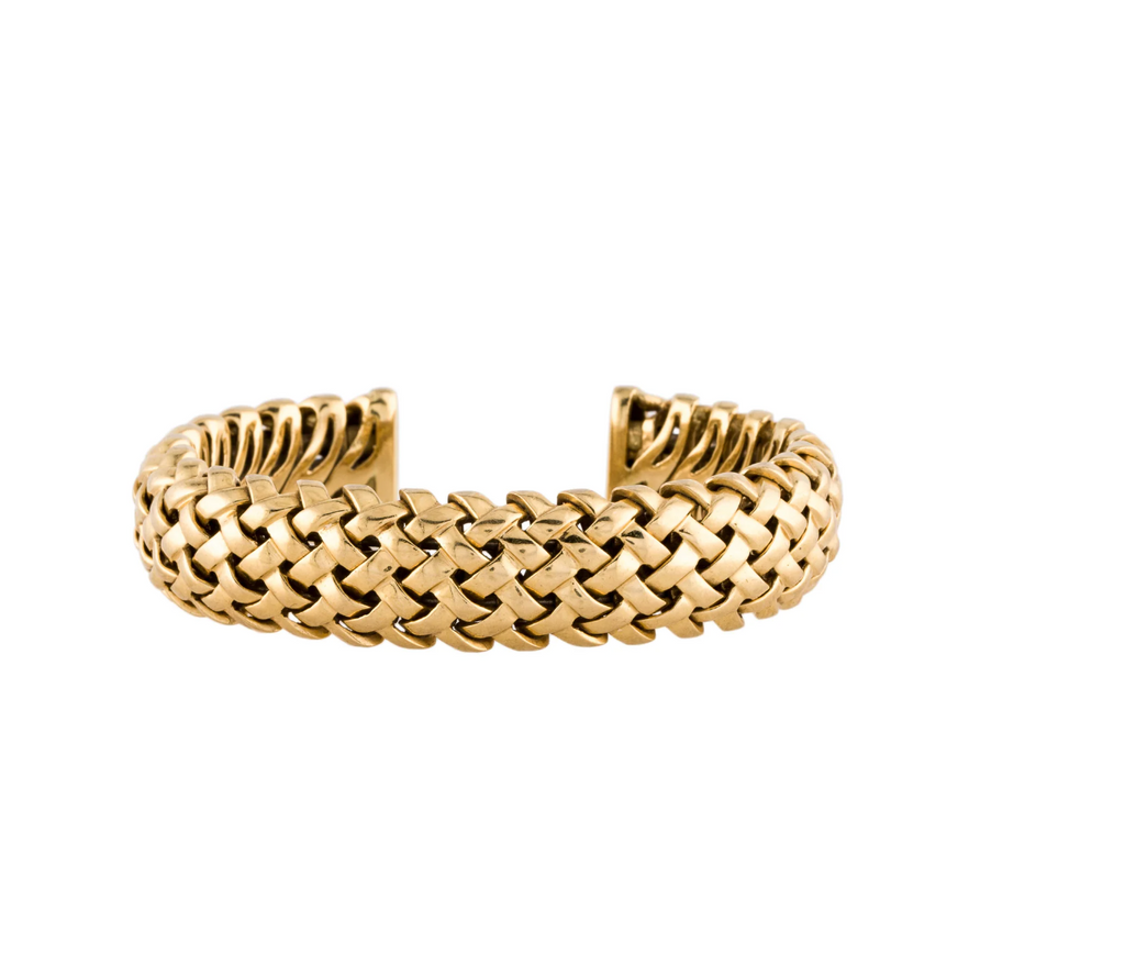 TIFFANY 18K YELLOW GOLD VANNERIE WOVEN CUFF BRACELET
