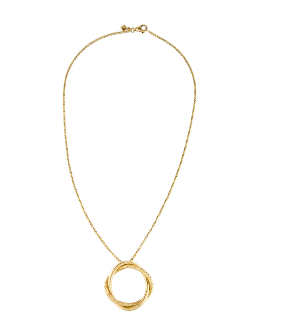 DAVID YURMAN 18K YELLOW GOLD INFINITY COLLECTION PENDANT AND CHAIN LINK NECKLACE