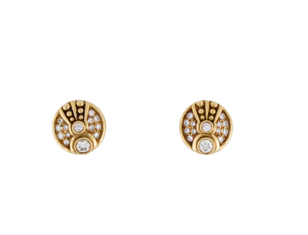 JUDITH RIPKA 18K GOLD & DIAMOND CIRCLE EARRINGS WITH ENHANCER FEATURE