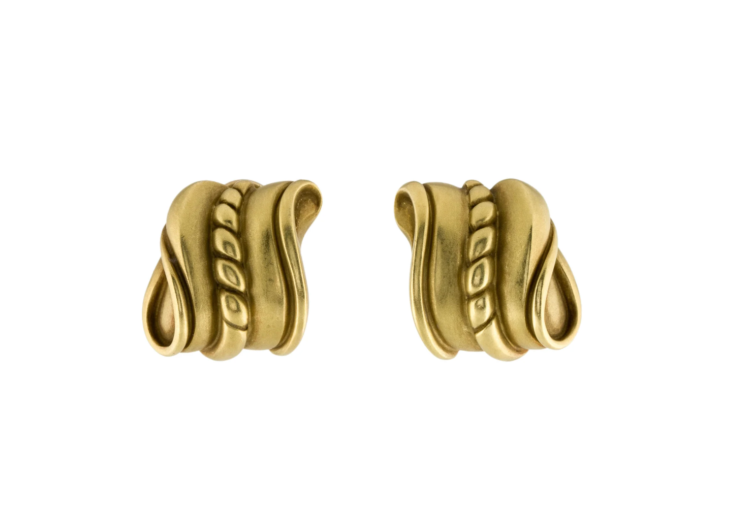 KIESELSTEIN CORD 18K YELLOW GOLD SCROLL EARRINGS TRUE VINTGE