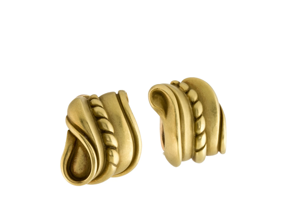 KIESELSTEIN CORD 18K YELLOW GOLD SCROLL EARRINGS TRUE VINTGE