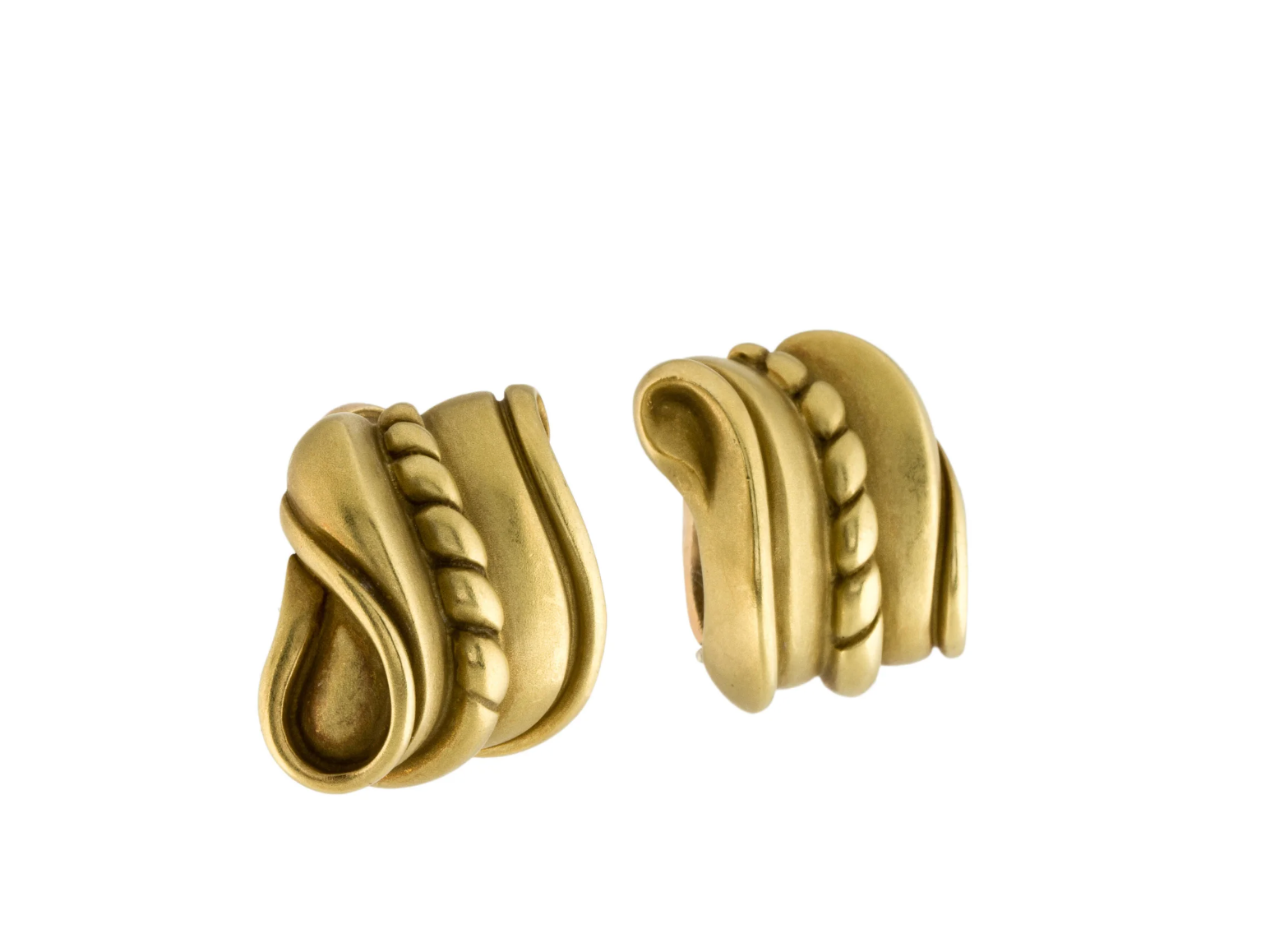 KIESELSTEIN CORD 18K YELLOW GOLD SCROLL EARRINGS TRUE VINTGE