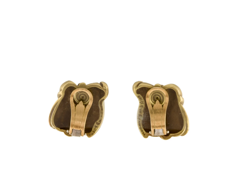 KIESELSTEIN CORD 18K YELLOW GOLD SCROLL EARRINGS TRUE VINTGE