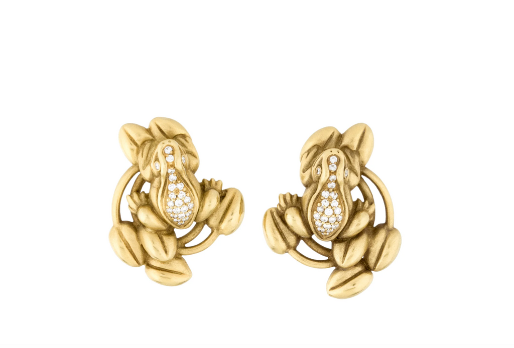 KIESELSTEIN CORD 18K YELLOW GOLD & DIAMOND FROG CLIP EARRING