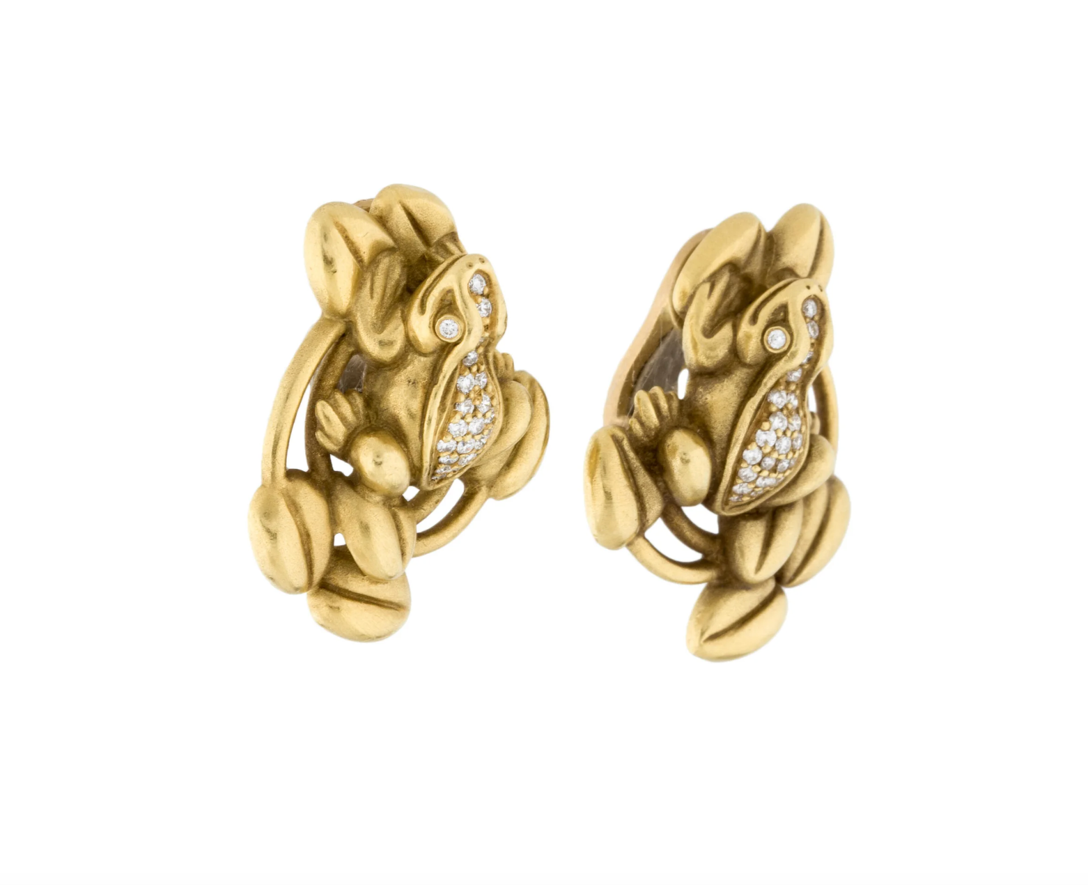 KIESELSTEIN CORD 18K YELLOW GOLD & DIAMOND FROG CLIP EARRING
