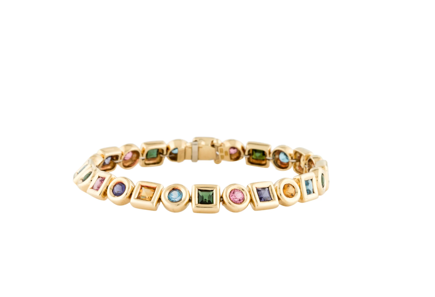 SYDNEY GARBER 18K YELLOW GOLD WITH MULTI SEMI PRECIOUS STONE BRACELET
