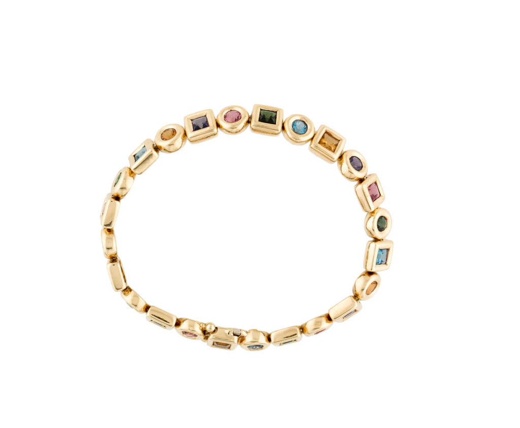 SYDNEY GARBER 18K YELLOW GOLD WITH MULTI SEMI PRECIOUS STONE BRACELET