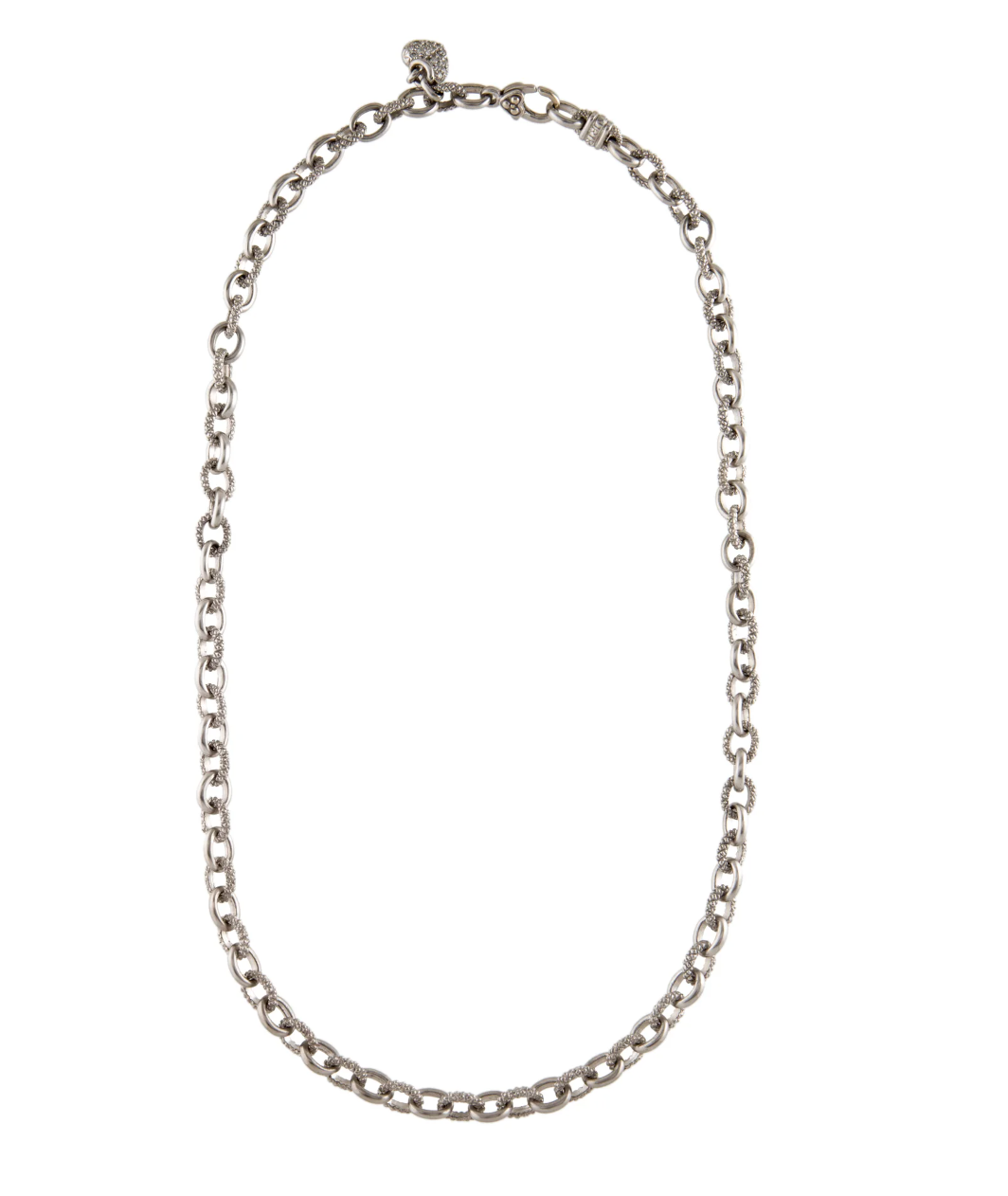 JUDITH RIPKA 18K WHITE GOLD & DIAMOND HEART CHAIN LINK NECKLACE