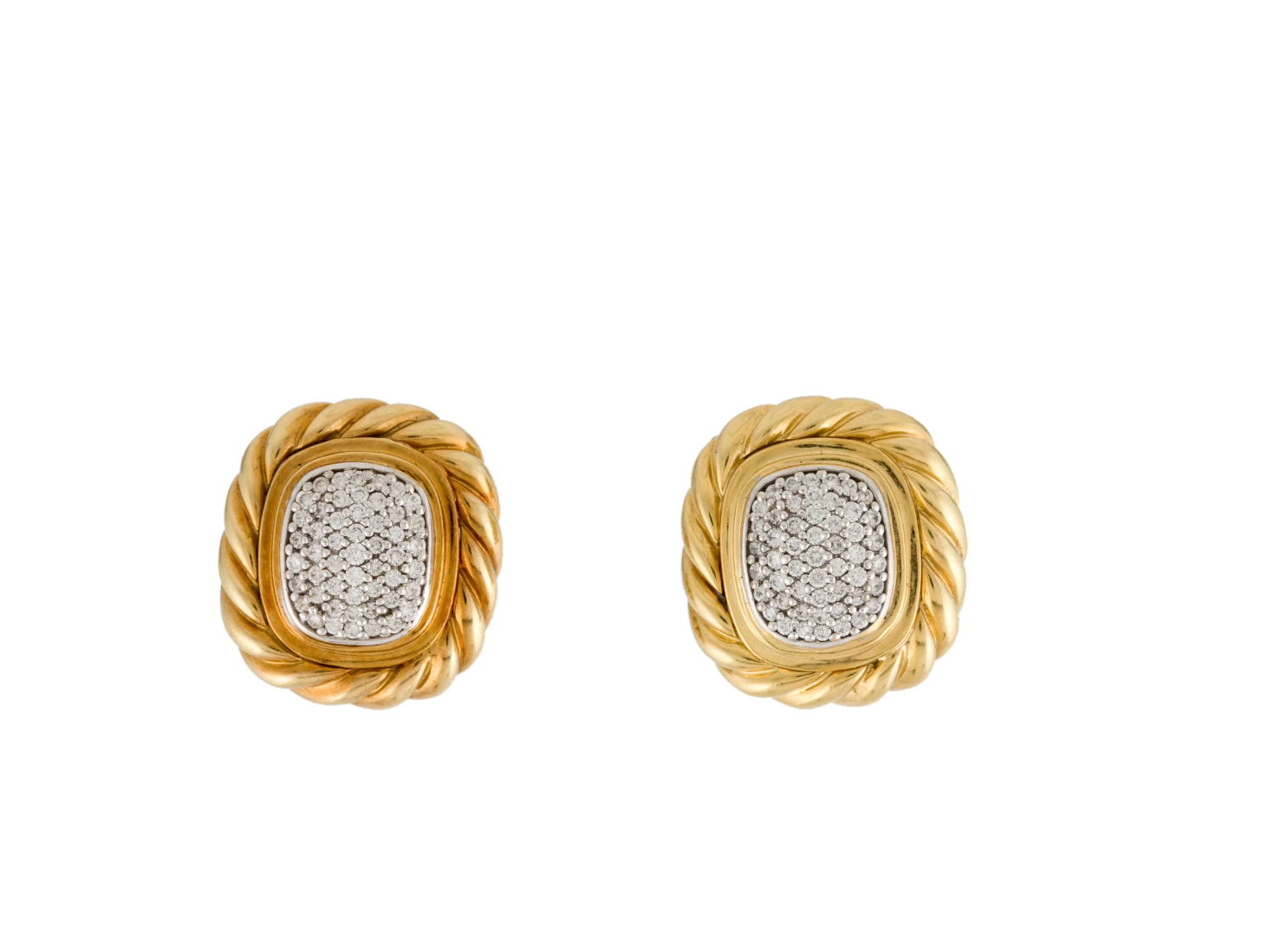 DAVID YURMAN 18K GOLD AND PAVE DIAMOND SIGNATURE COLLECTION EARRING