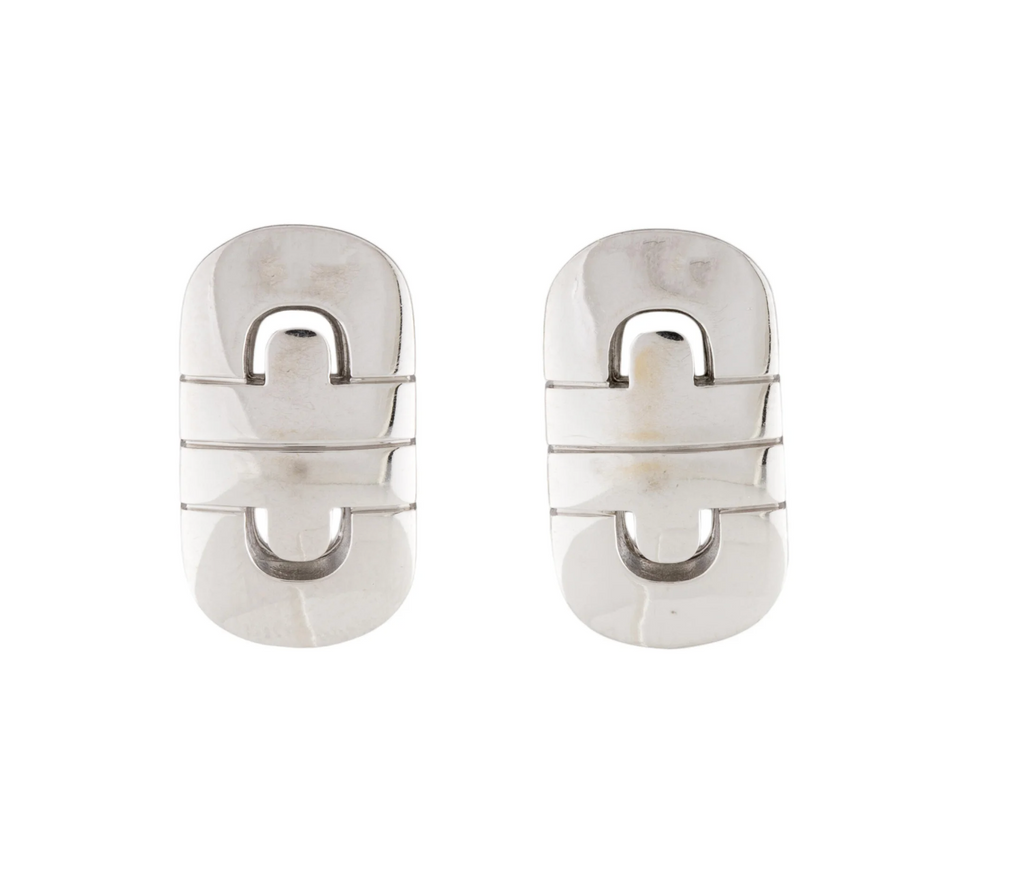 BVLGARI 18K WHITE GOLD PARENTESI COLLECTION EARRINGS
