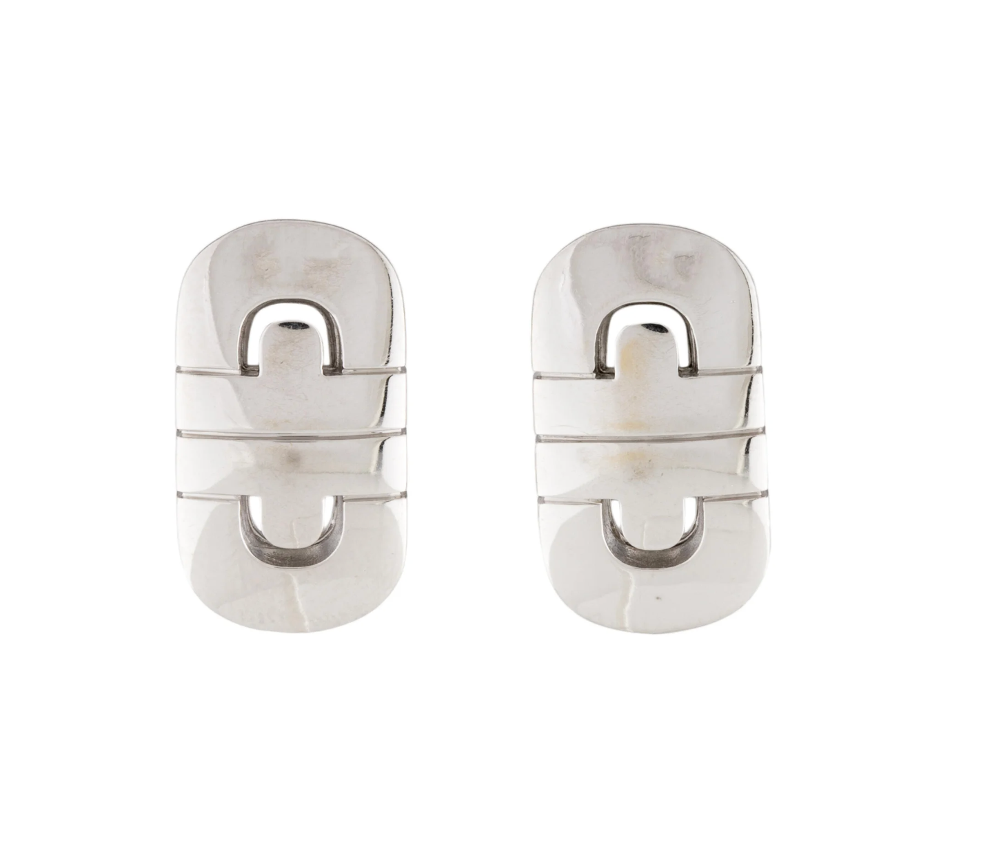 BVLGARI 18K WHITE GOLD PARENTESI COLLECTION EARRINGS