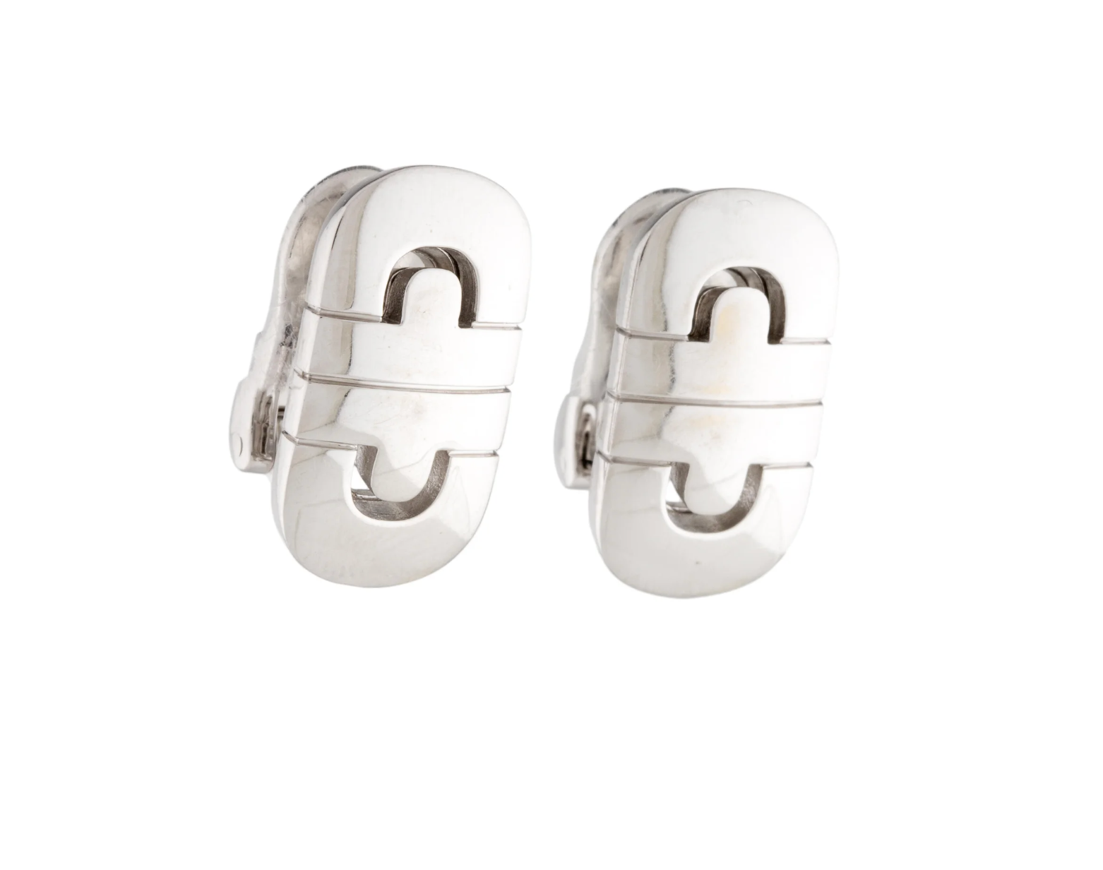 BVLGARI 18K WHITE GOLD PARENTESI COLLECTION EARRINGS