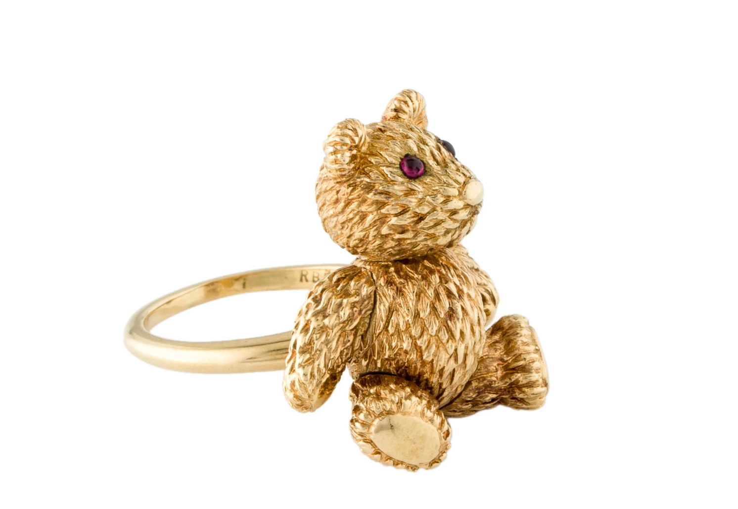ROBERT BRUCE BIELKA 18K GOLD FULLY ARTICULATED TEDDY BEAR RING "EXQUISITE"