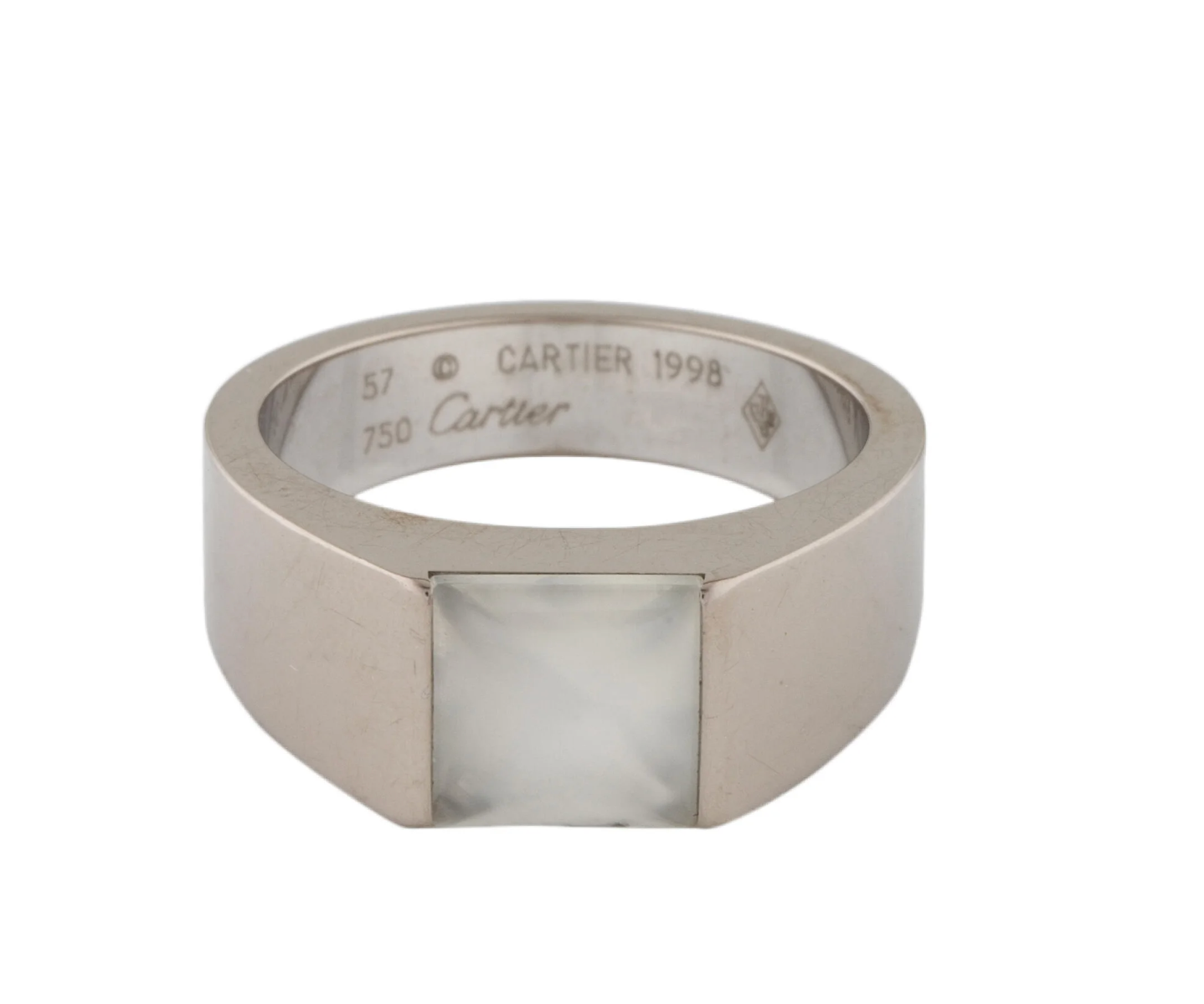 CARTIER 18K WHITE GOLD AND MOONSTONE TANK RING "VINTAGE"