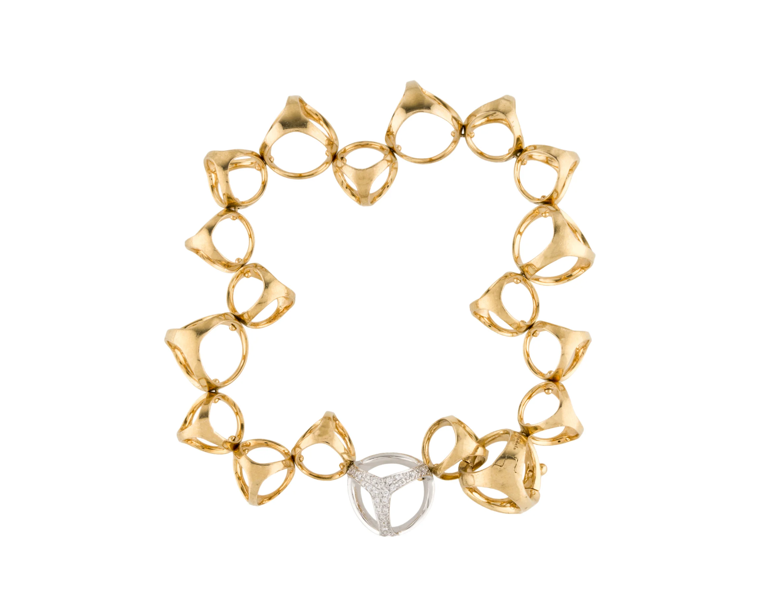 DIMODOLO 18K YELLOW GOLD AND DIAMOND TRIADRA LINK BRACELET
