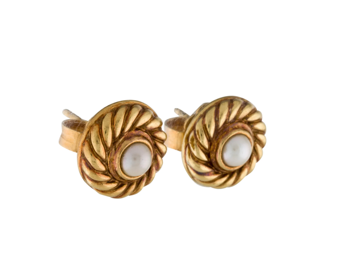 DAVID YURMAN 18K YELLOW GOLD AND PEARL CLASSIC STUD EARRING