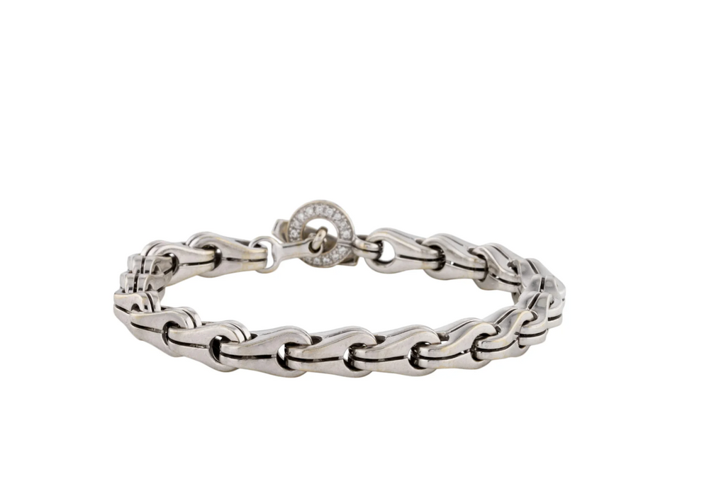 DI MODOLO 18K WHITE GOLD AND DIAMOND CENTAURO LINK COLLECTION BRACELET