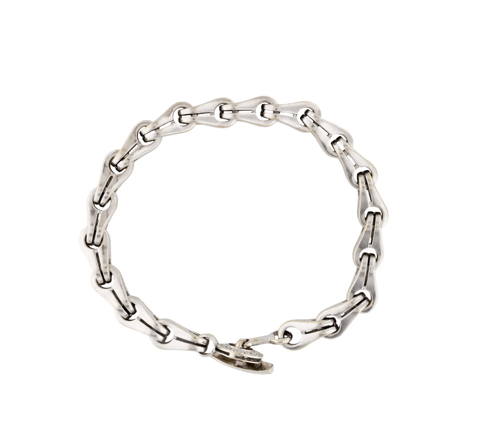 DI MODOLO 18K WHITE GOLD AND DIAMOND CENTAURO LINK COLLECTION BRACELET