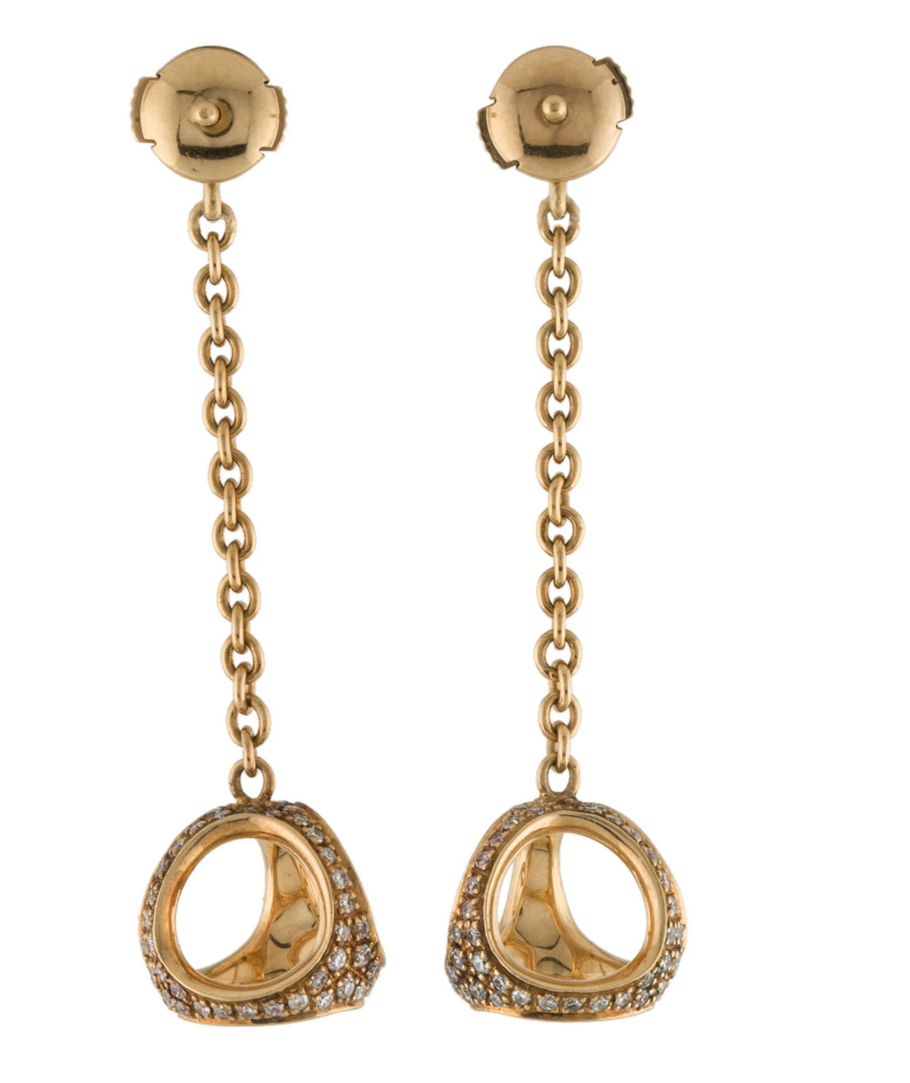 DIMODLO 18K YELLOW GOLD AND DIAMOND TRIADRA CHAIN LINK DROP EARRINGS