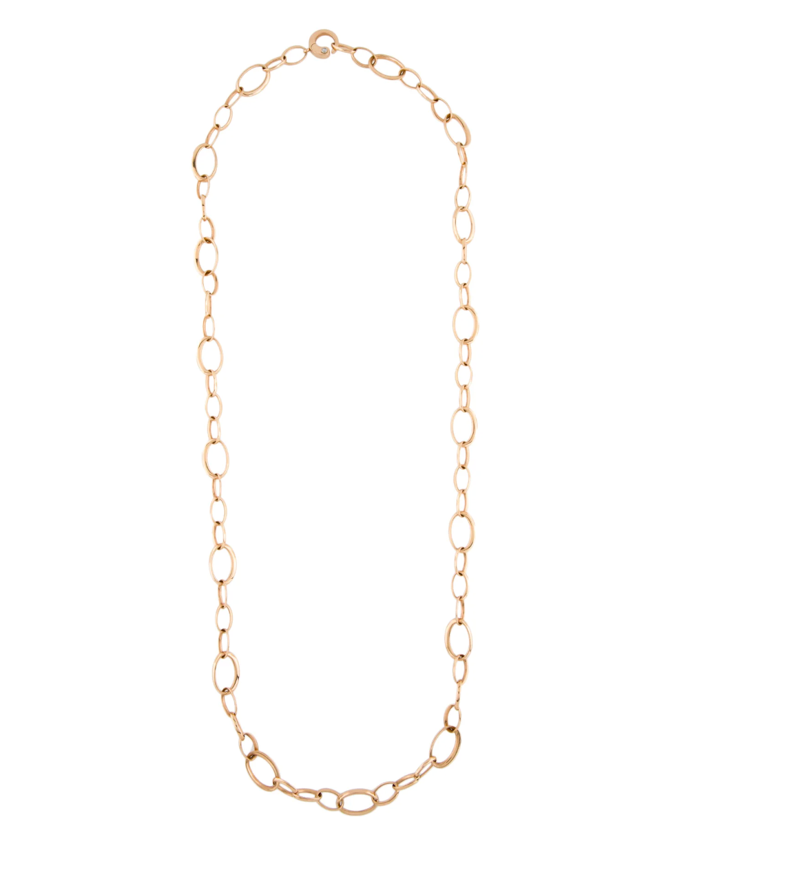 18K ROSE GOLD AND SINGLE DIAMOND OVAL CHAIN LINK NECKLACE