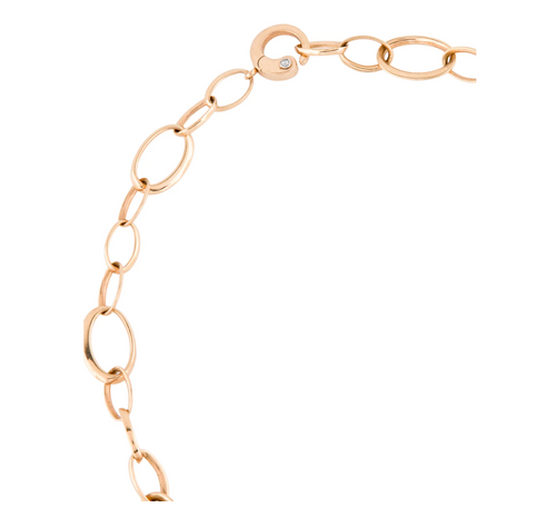 18K ROSE GOLD AND SINGLE DIAMOND OVAL CHAIN LINK NECKLACE