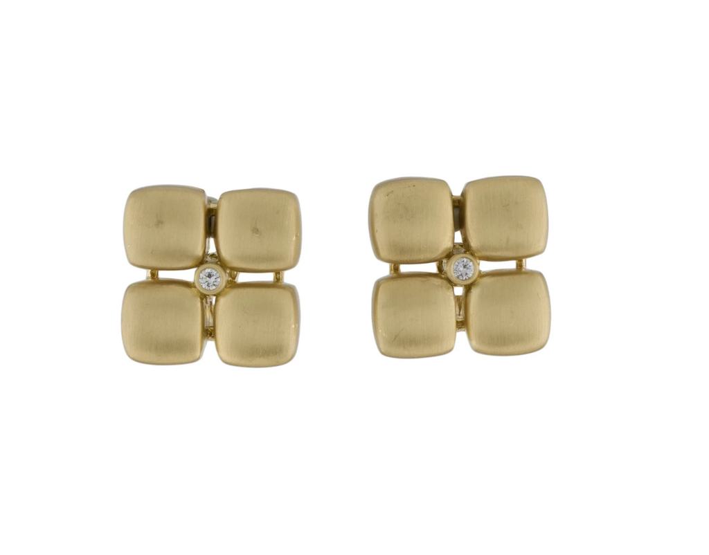 MARLENE STOWE 18K YELLOW GOLD AND DIAMOND GEOMETRIC EARRING