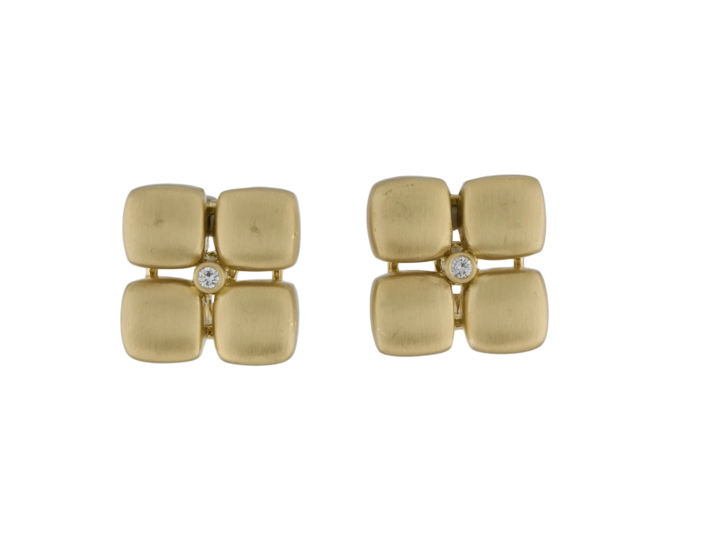 MARLENE STOWE 18K YELLOW GOLD AND DIAMOND GEOMETRIC EARRING