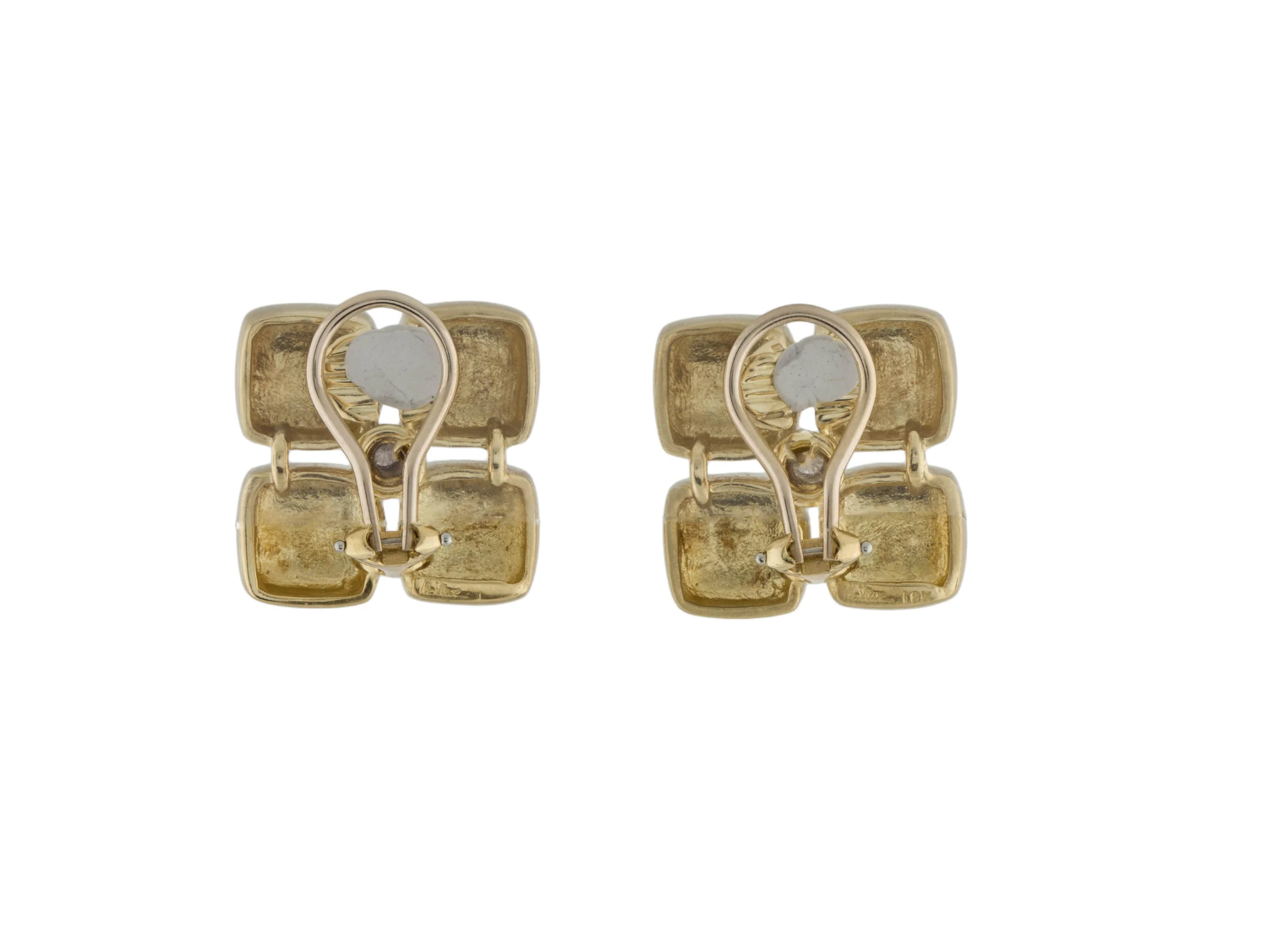 MARLENE STOWE 18K YELLOW GOLD AND DIAMOND GEOMETRIC EARRING